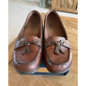 Clarks Brown Tassel Loafers Womens 10 Leather Comfort Slip On Classic